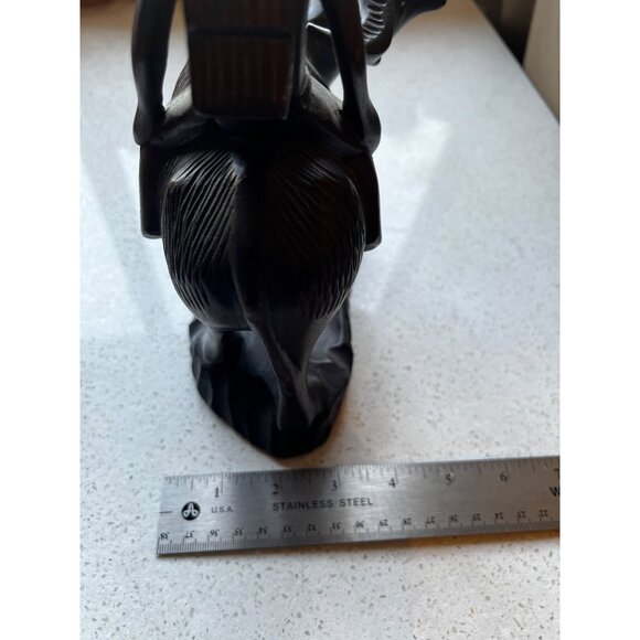 Hand-Carved Wooden Sculpture Of Man On Water Buffalo Vintage - Picture 13 of 15